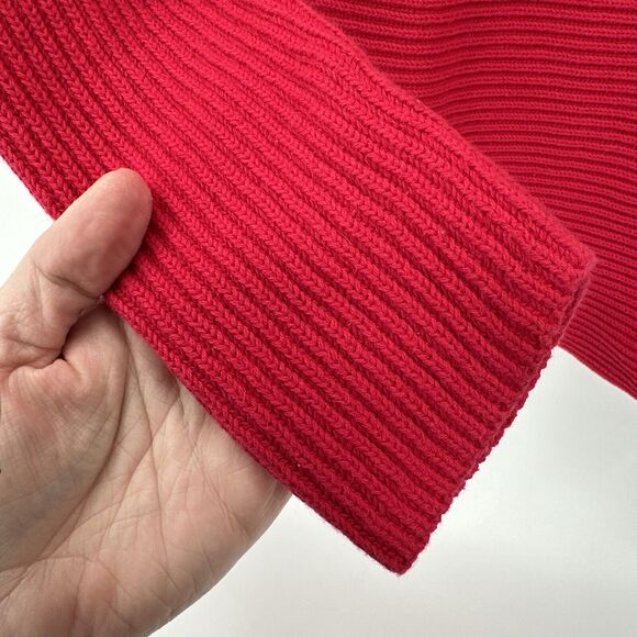 Talbots Sweater Womens Large Red Ribbed Knit Pullover Cotton Button Detail - Picture 7 of 7